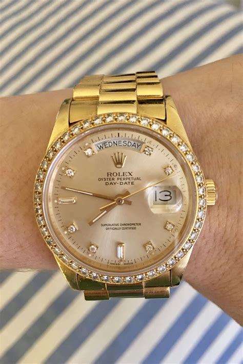 rolex oyster perpetual day-date mens diamond watch|Rolex Day-Date baguette bezel.